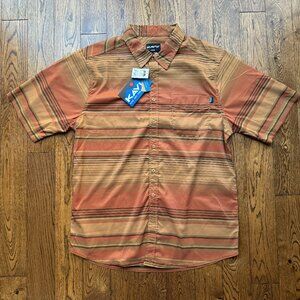 Kavu Men's Point No Point Copper City Button Up Shirt Large UV Protection